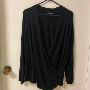 INC wrap shirt black 1X long sleeve